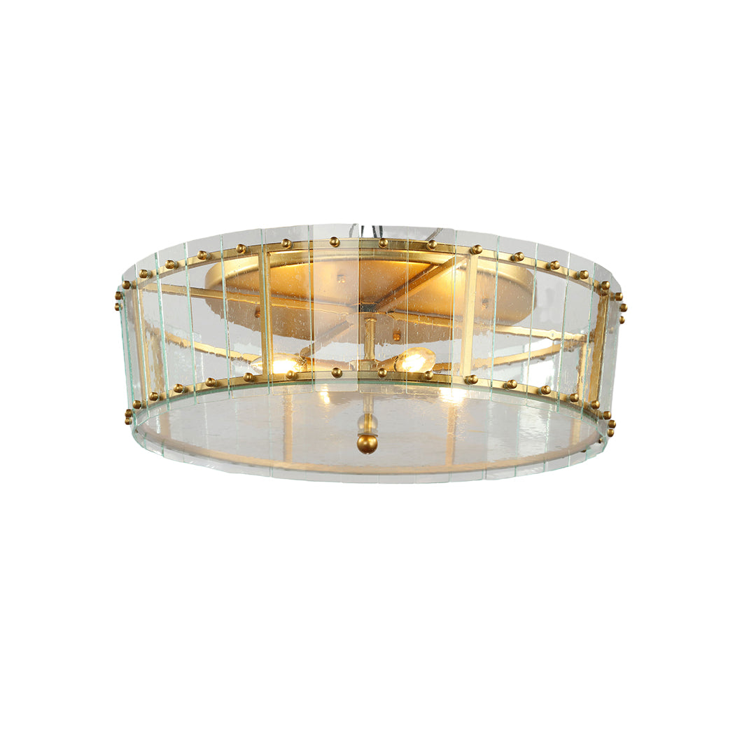 Flush Mount Gold Round Glass Light - Contemporary Luxury Lighting
