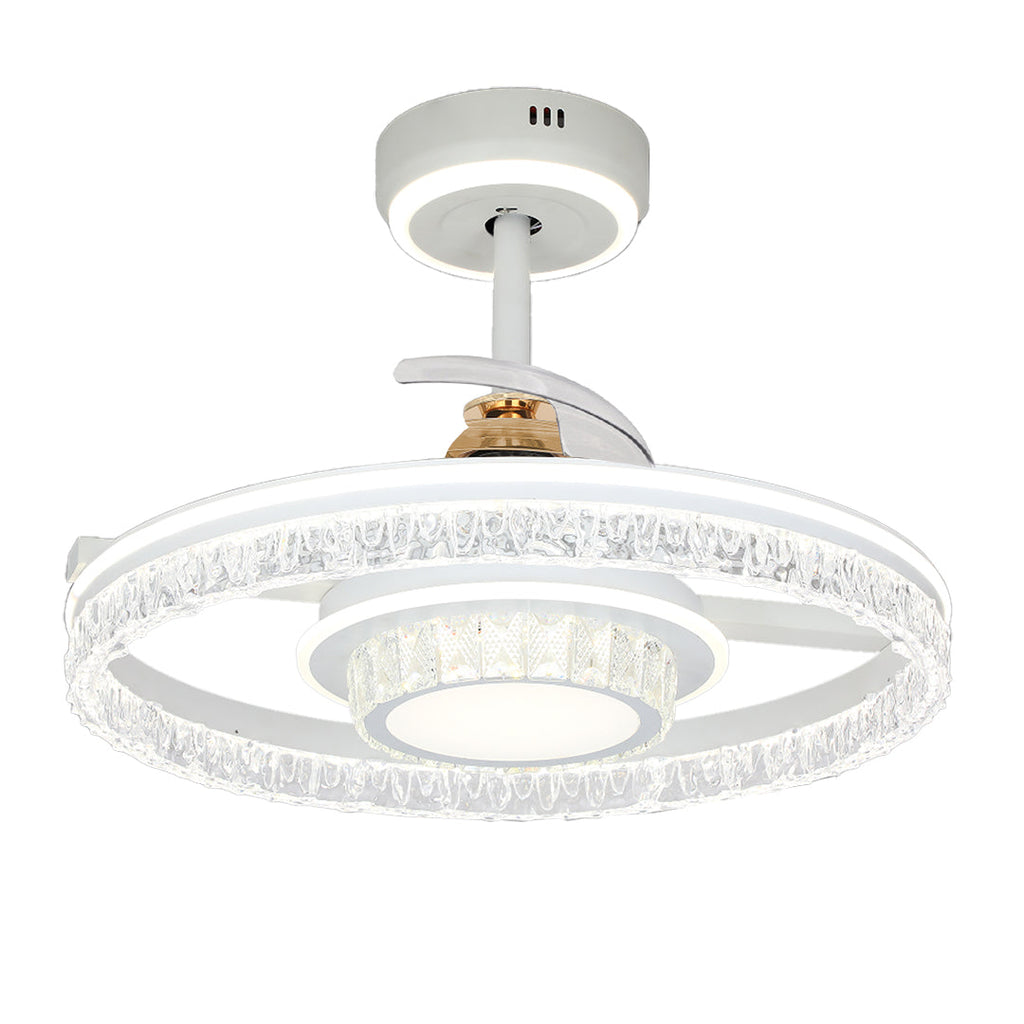 Nordic Luxury Ceiling Fan with Round Light - White Aluminum Body