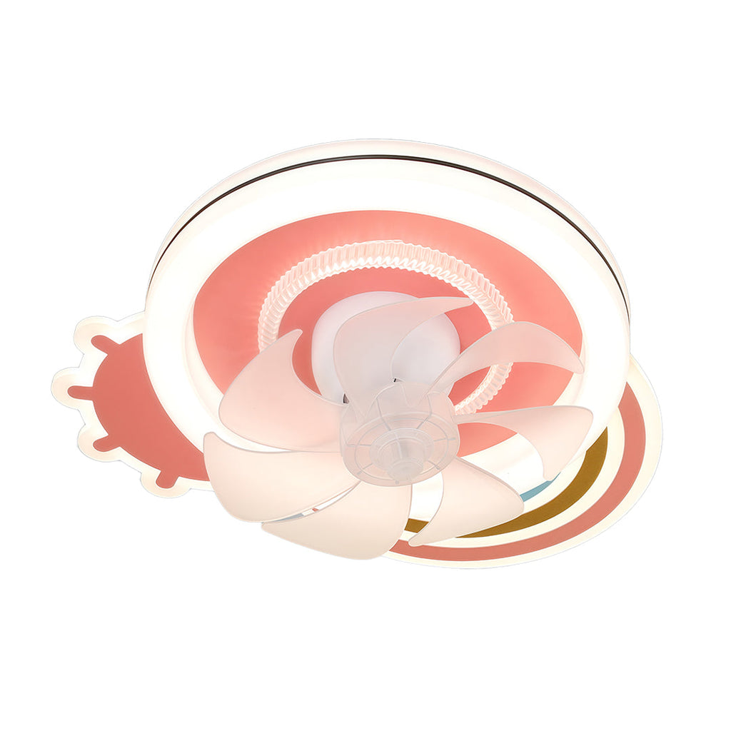 Elegant Pink and White LED Dimmable Ceiling Fan with Light