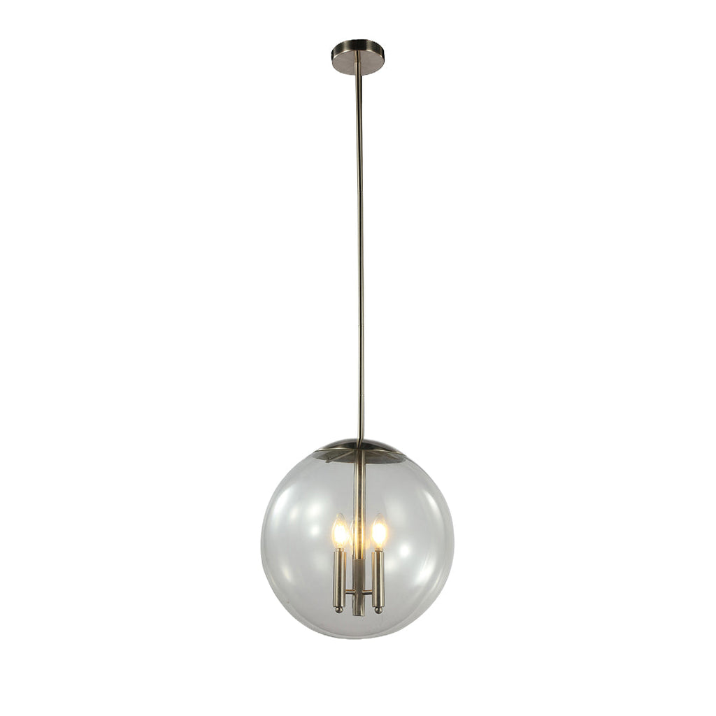 Glass Orb Pendant Light - Contemporary Chic Silver Ceiling Fixture