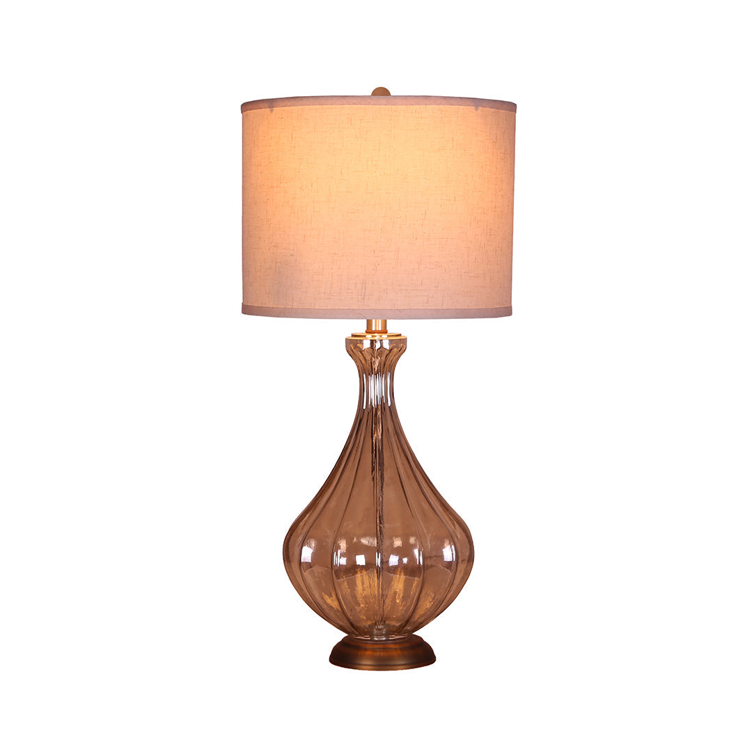 Elegant Glass Base Table Lamp with Classic Linen Shade
