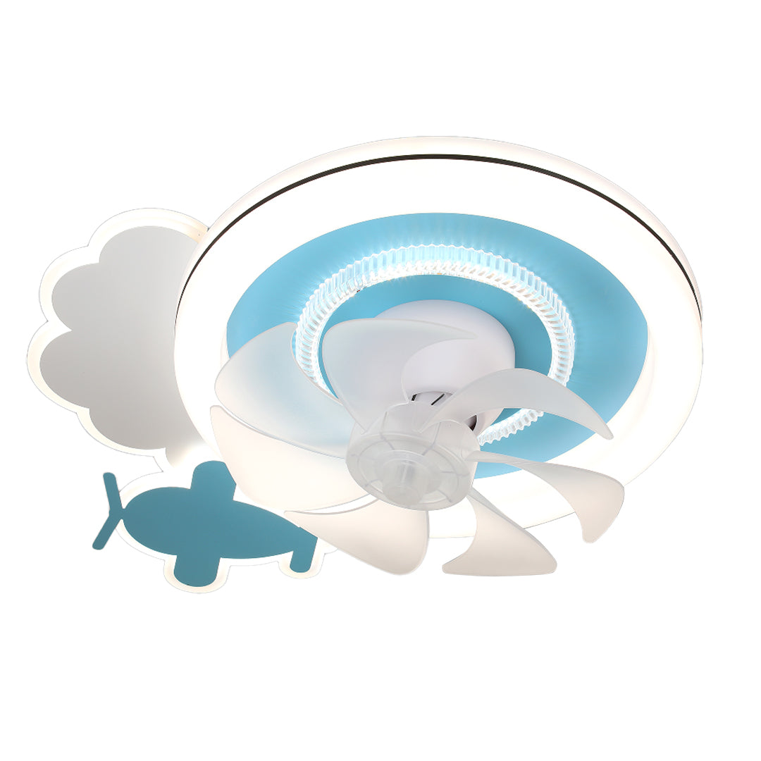 Children's Ceiling Fan with Lights Quiet Motor Blue White Lamp