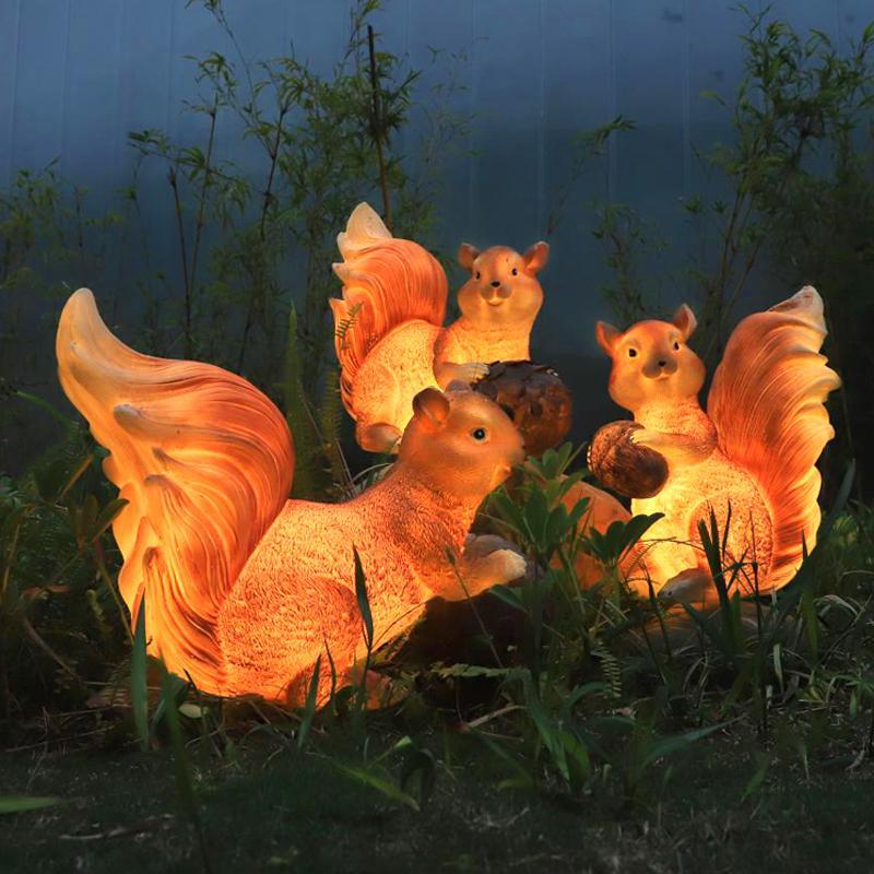 Resin Squirrel Garden Light - Modern LED Waterproof Landscape Lighting