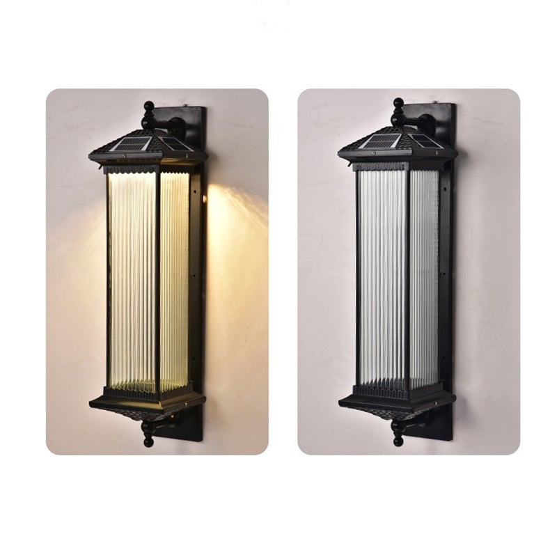 Vintage Striped Glass Waterproof LED Solar Wall Lights