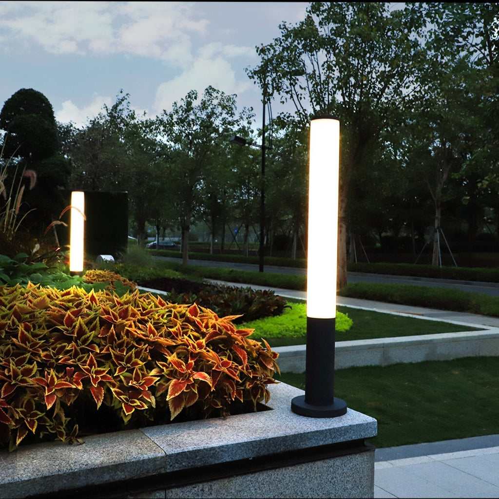 Modern Waterproof Pathway Bollard Lights - Slender Cylindrical Outdoor Lighting