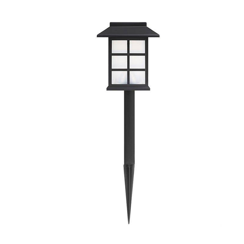 Square Pavilion Solar LED Garden Stakes - Black Outdoor Lighting for Pathways