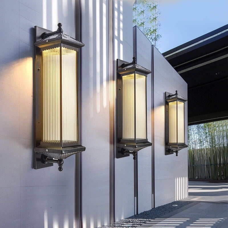 Vintage Striped Glass Waterproof LED Solar Wall Lights