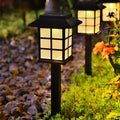 Square Pavilion Solar LED Garden Stakes - Black Outdoor Lighting for Pathways