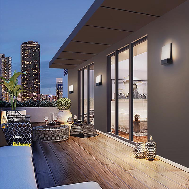 Square Waterproof LED Black Modern Outdoor Wall Lights