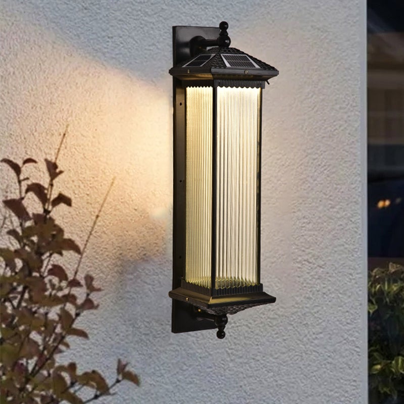 Vintage Striped Glass Waterproof LED Solar Wall Lights