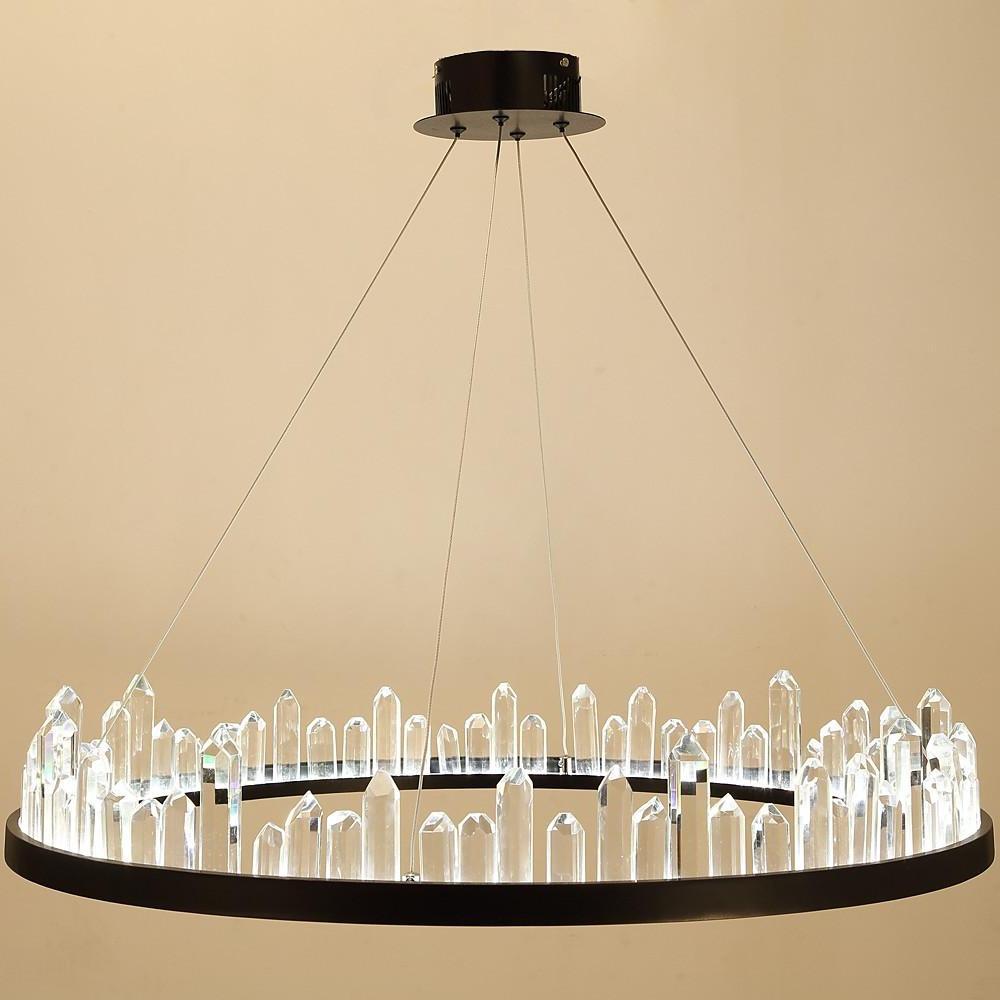 Circular Metal Crystal LED Pendant Chandelier - Adjustable Modern Lighting