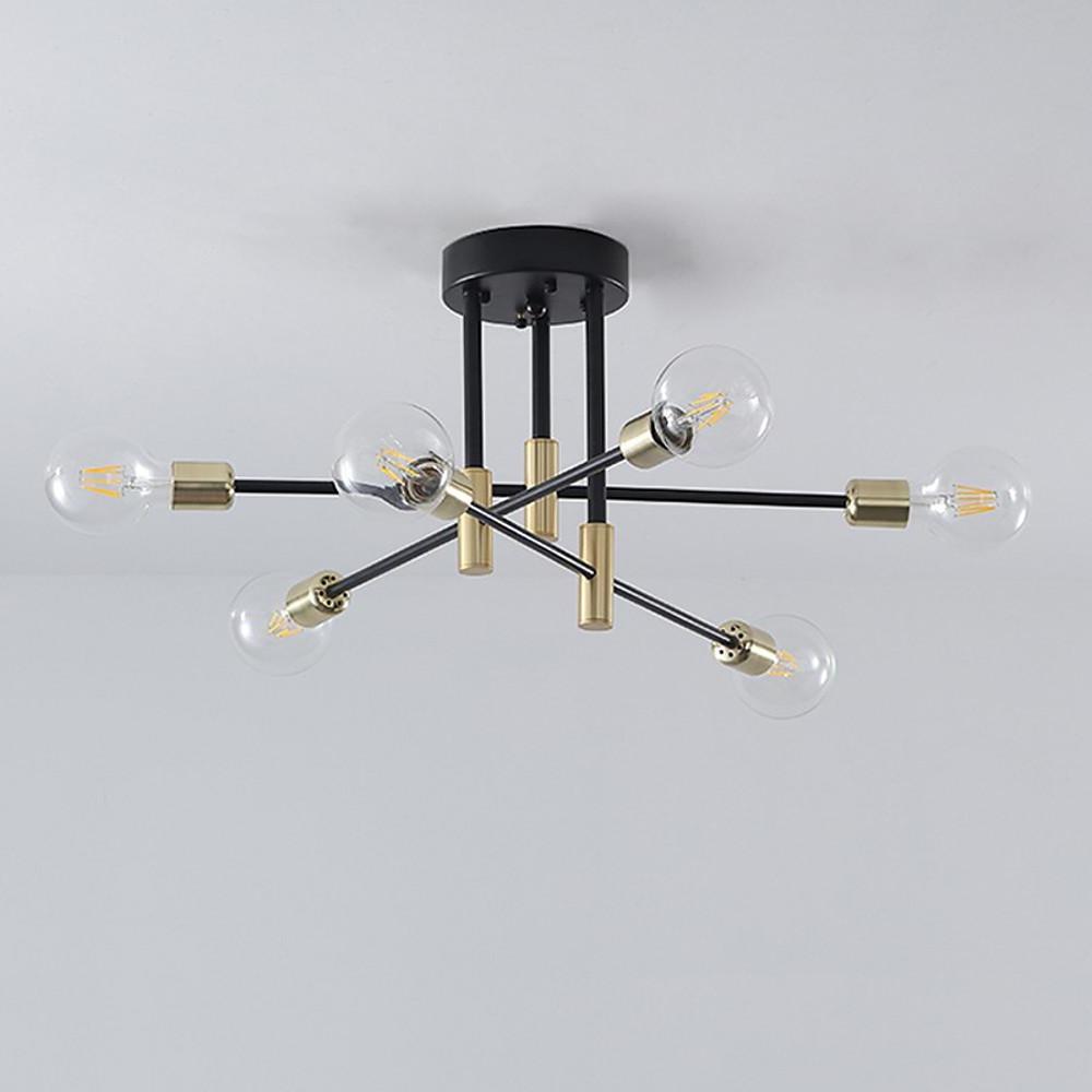6-Light LED Sputnik Chandelier - Nordic Semi-Flush Mount Lighting Design