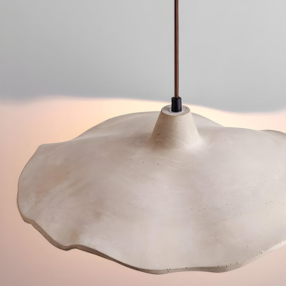 Japanese 1-Light Cement Wavy Pendant Lamp