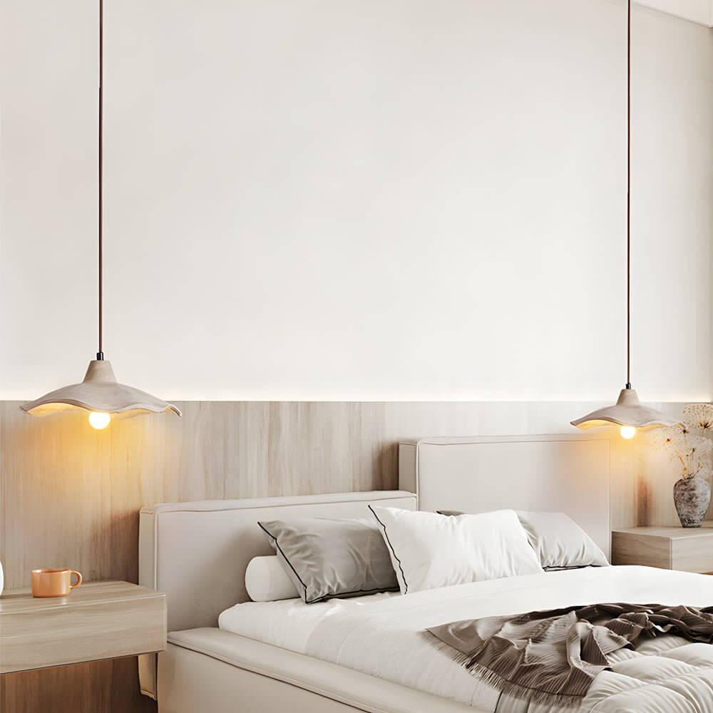 Japanese 1-Light Cement Wavy Pendant Lamp