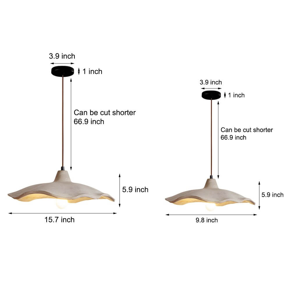 Japanese 1-Light Cement Wavy Pendant Lamp