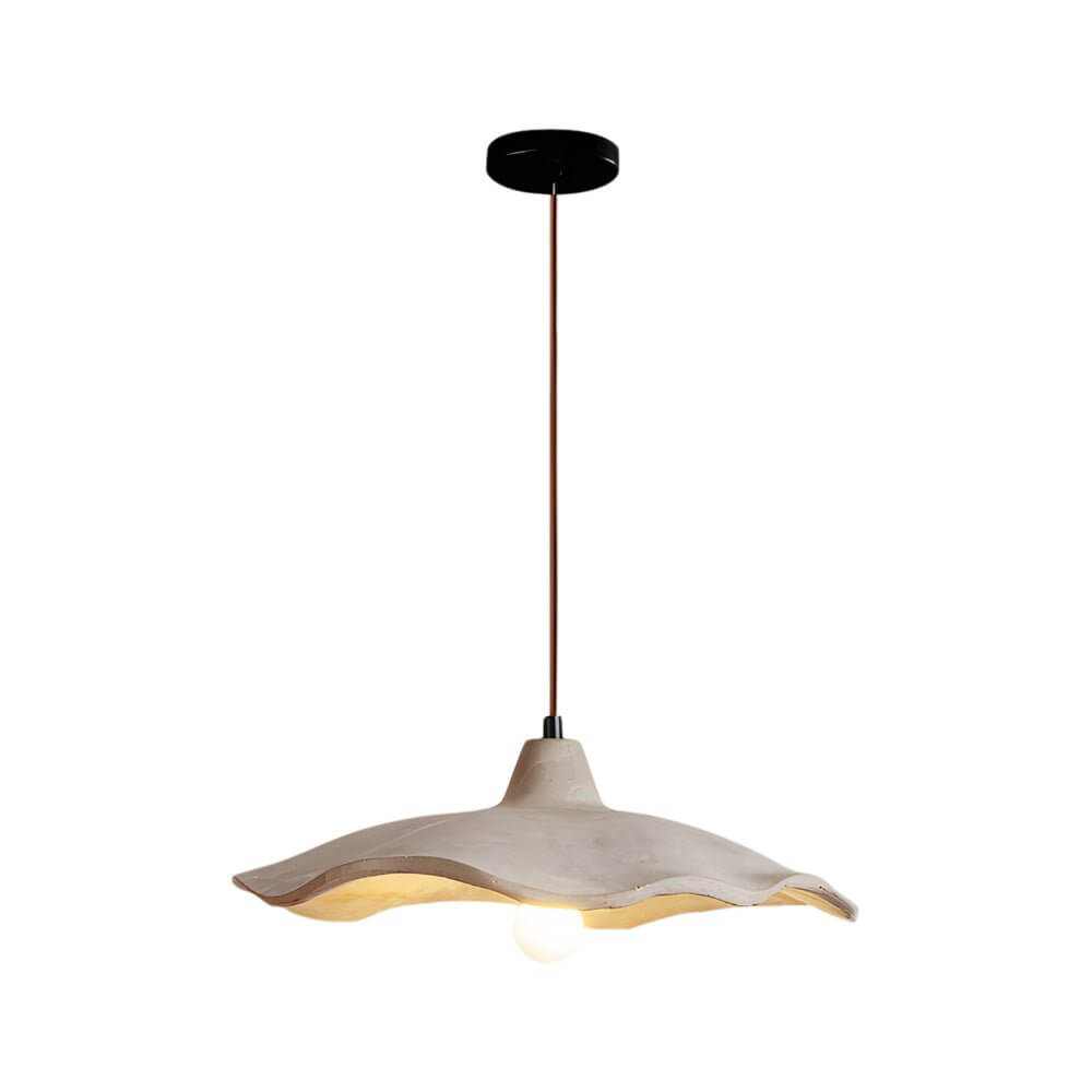 Japanese 1-Light Cement Wavy Pendant Lamp
