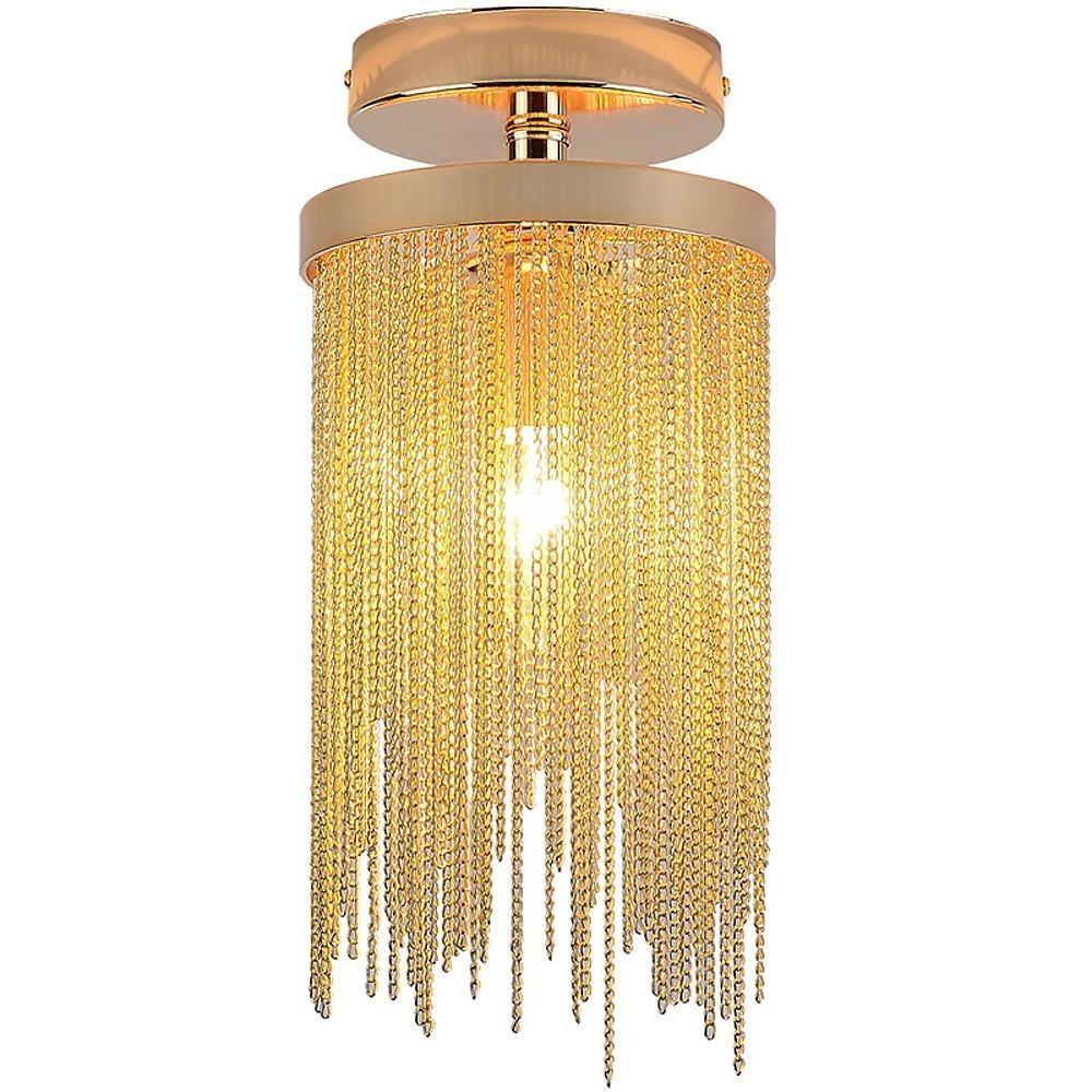 Metal LED Modern Farmhouse Semi Flush Mount Light with Tassel Pendant