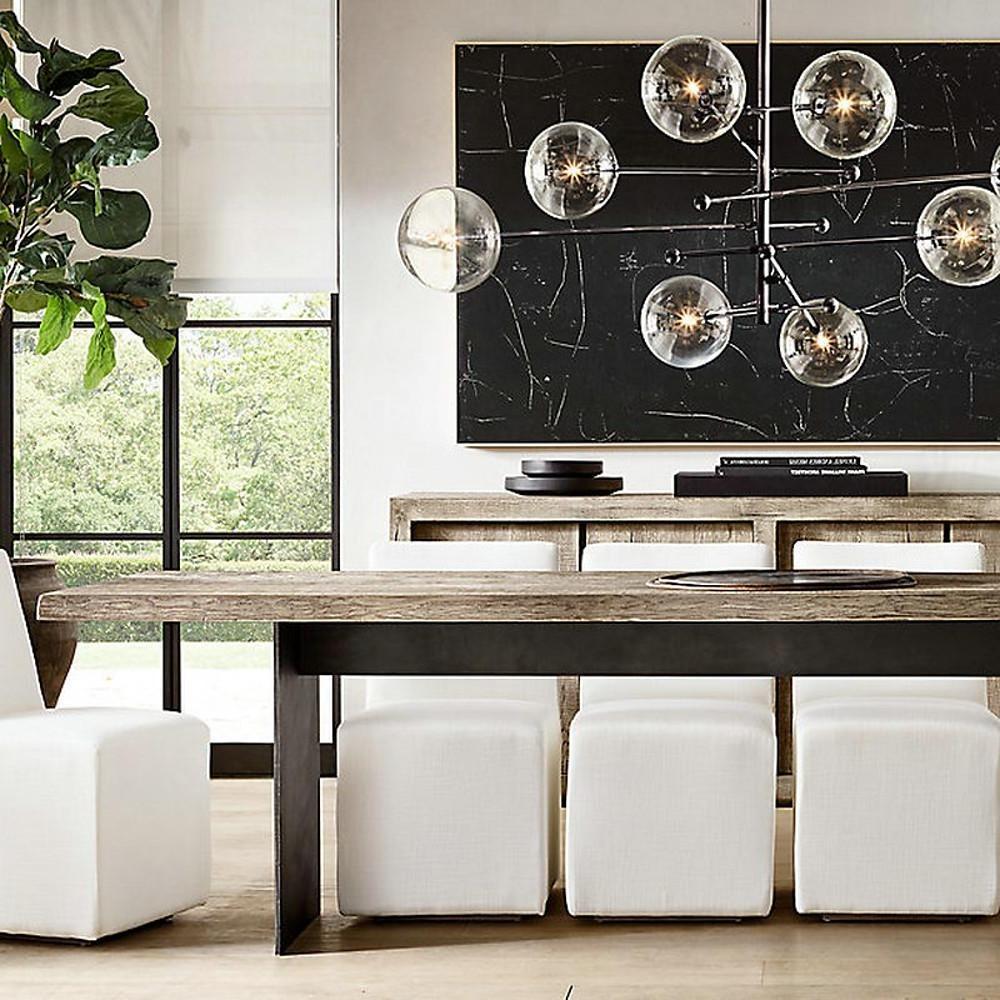 Geometric Globe Chandelier - Metal Glass Ceiling Light for Kitchen Dining Room