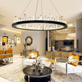 Circular Metal Crystal LED Pendant Chandelier - Adjustable Modern Lighting