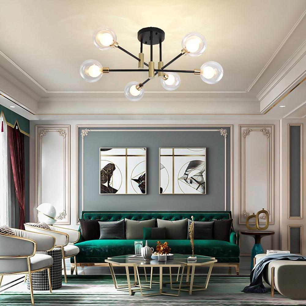 Modern Metal Glass Sputnik LED Ceiling Light for Bedroom