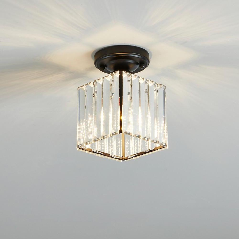 Crystal Foyer Semi Flush Mount Lighting - Modern Ceiling Lights for Entryway, Hallway, and Living Room