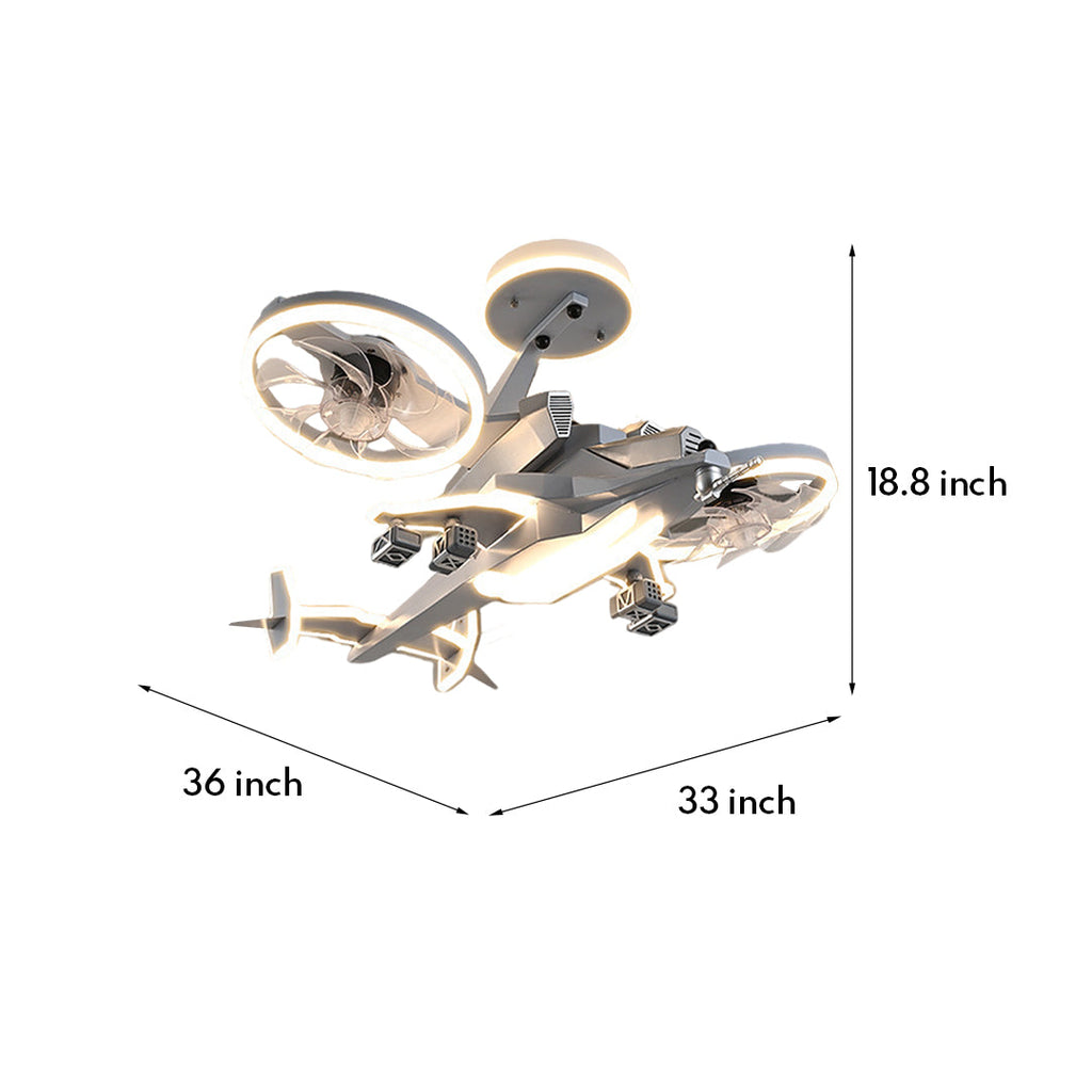 Fighter Jet Ceiling Fan Light – Kids Full Spectrum Aviation Design