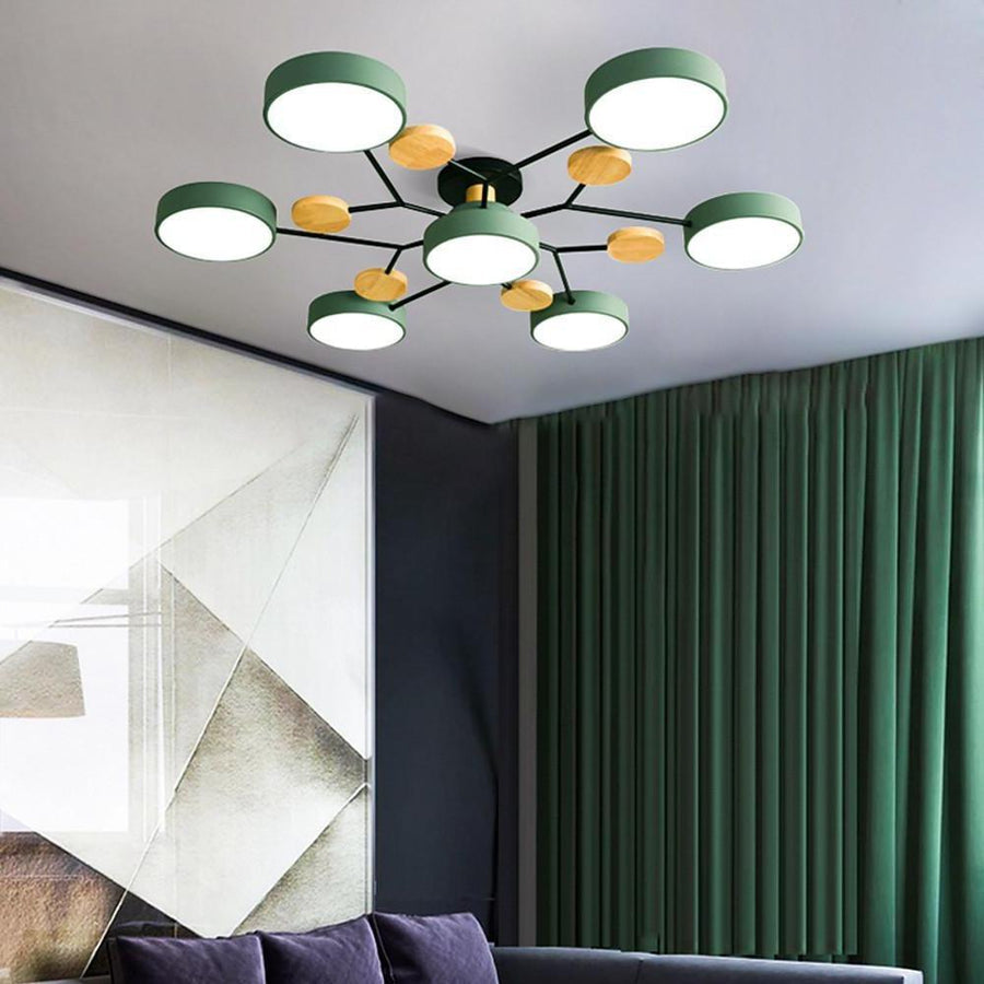 Sputnik Chandelier for Kids Room | Artistic Metal & Wood Ceiling Lights