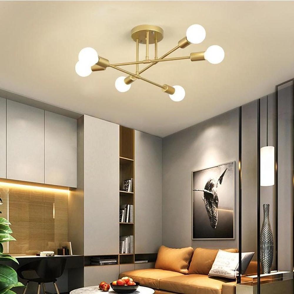 Modern Sputnik Chandelier - 6 LED Bulbs, Novelty Metal Finish, Contemporary Design