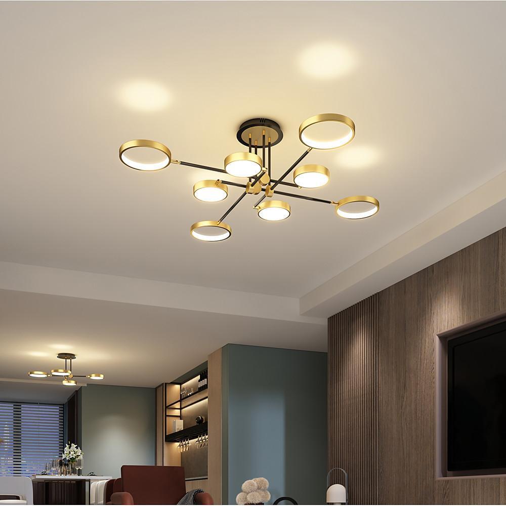 Circular 8-Light LED Nordic Flush Mount Ceiling Chandelier