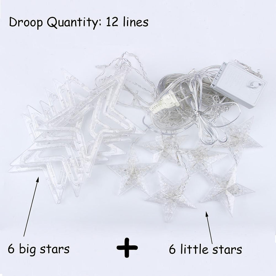8.2 ft LED Star Curtain Lights - 216 Bulbs Fairy Lights for Christmas & Weddings