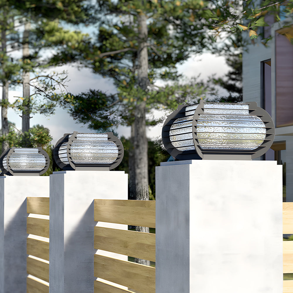 Modern Black Lantern Pillar Landscape Light with Grille Design