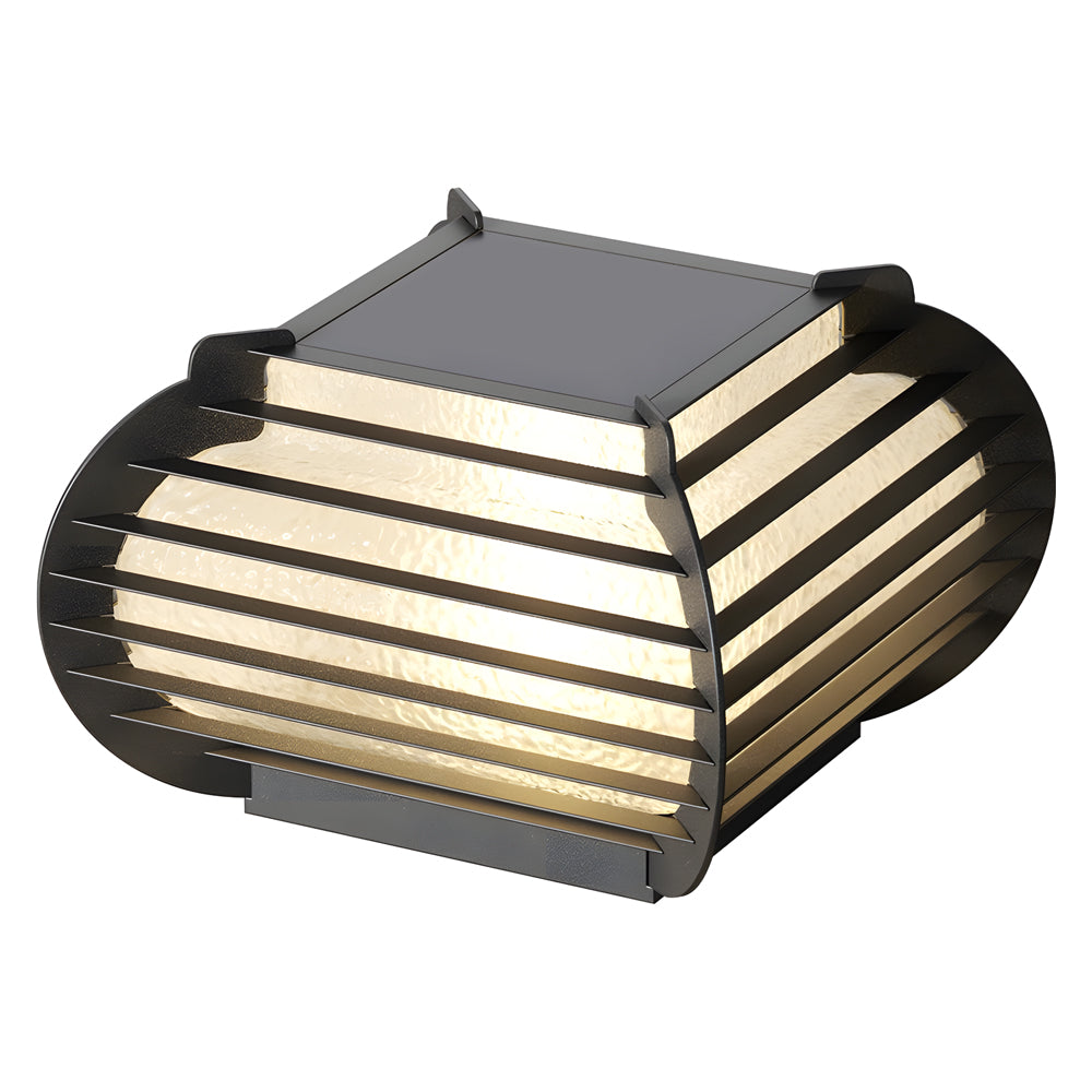 Modern Black Lantern Pillar Landscape Light with Grille Design