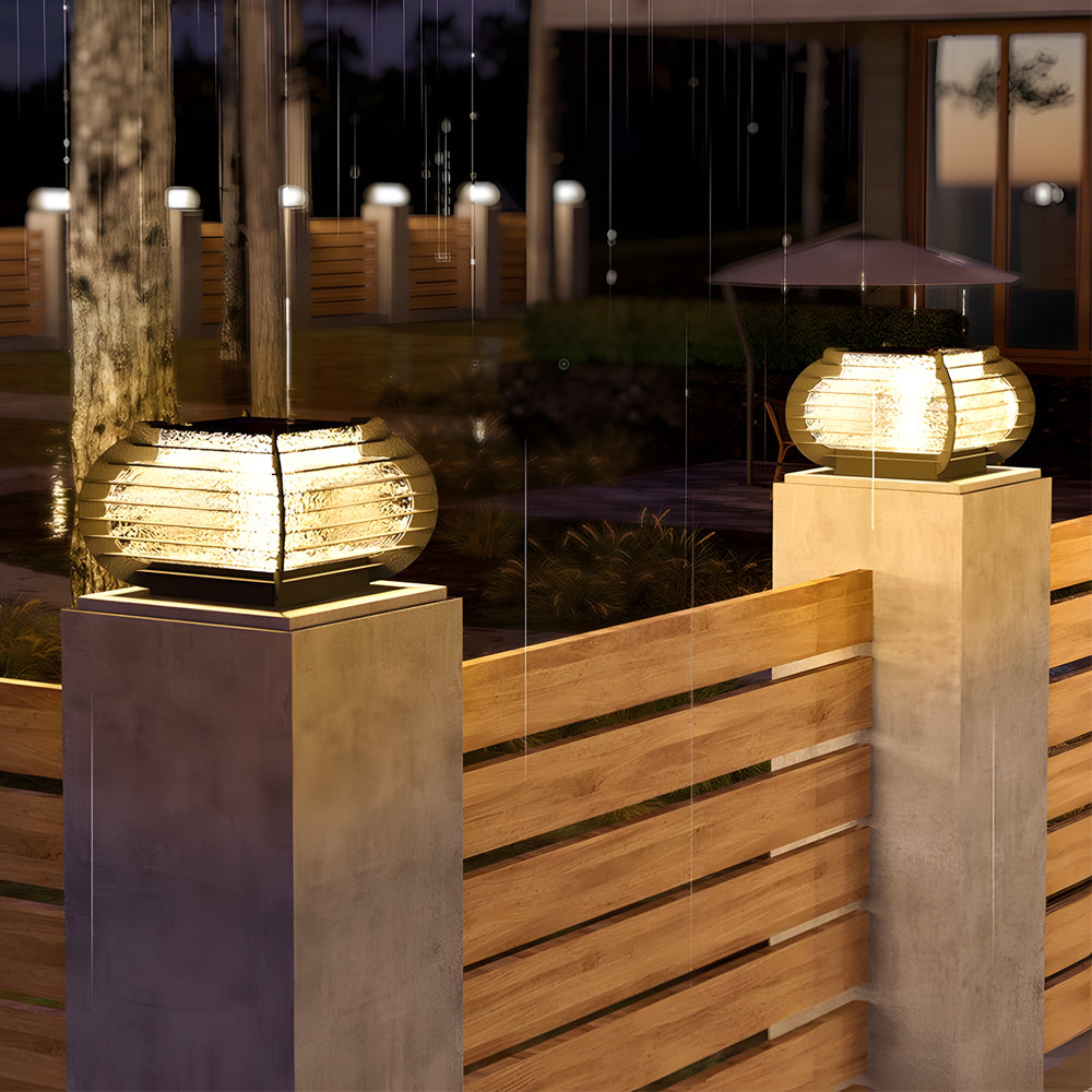 Modern Black Lantern Pillar Landscape Light with Grille Design