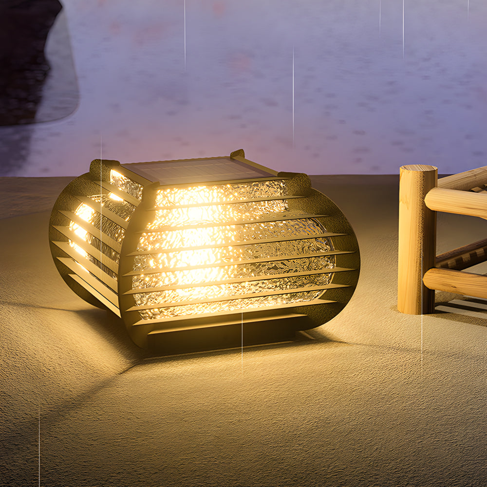 Modern Black Lantern Pillar Landscape Light with Grille Design
