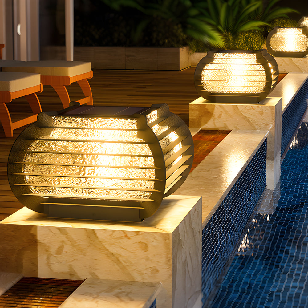 Modern Black Lantern Pillar Landscape Light with Grille Design