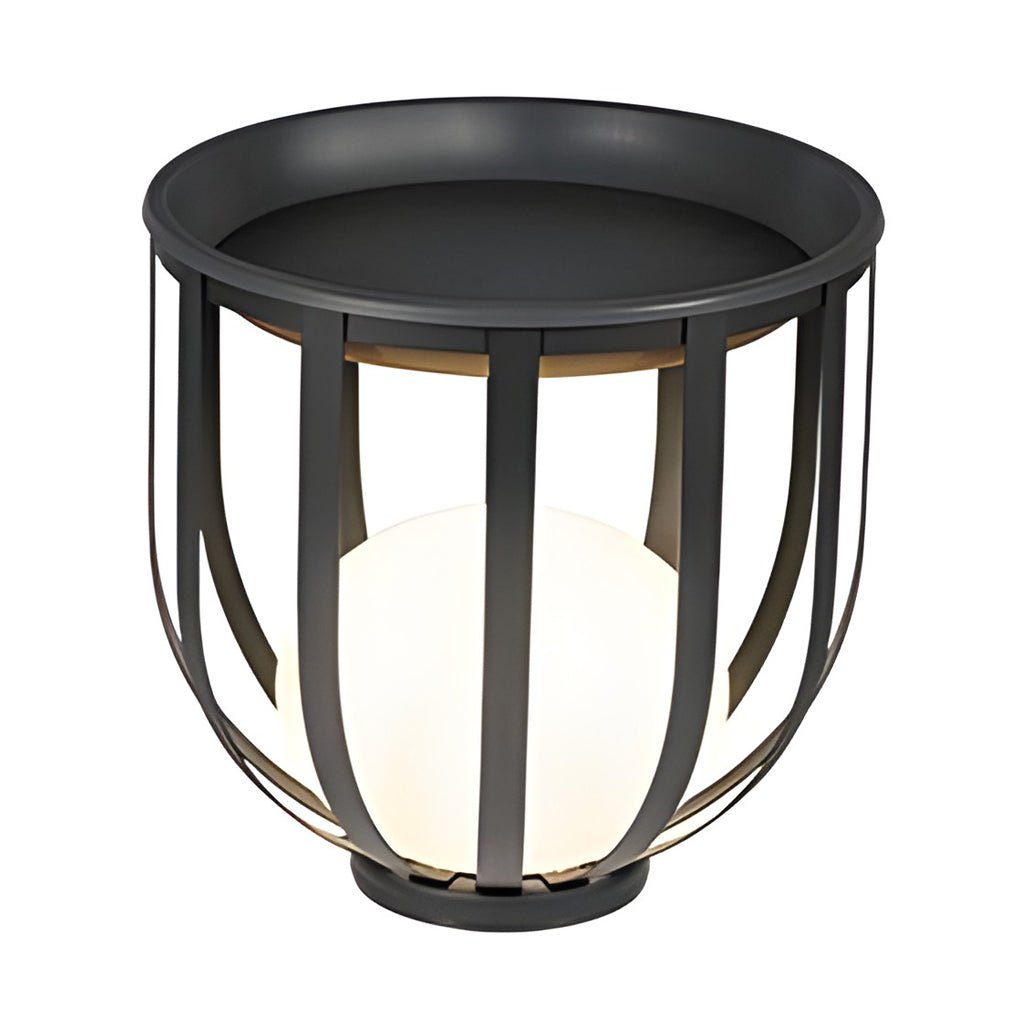Industrial Solar LED Outdoor Lantern with Tray - Eco-Friendly Lighting Solutions