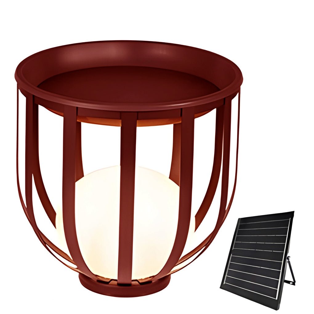 Industrial Solar LED Outdoor Lantern with Tray - Eco-Friendly Lighting Solutions