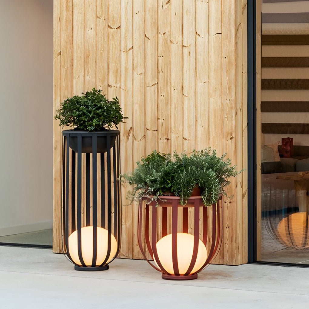 Industrial Solar LED Outdoor Lantern with Tray - Eco-Friendly Lighting Solutions