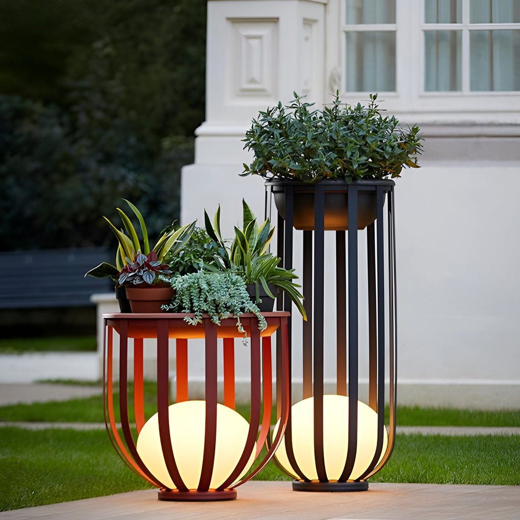 Industrial Solar LED Outdoor Lantern with Tray - Eco-Friendly Lighting Solutions