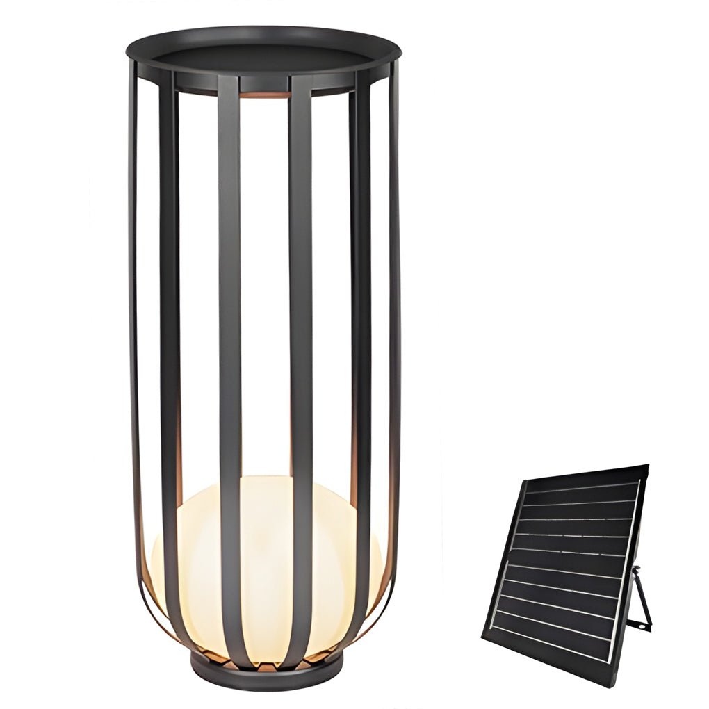 Industrial Solar LED Outdoor Lantern with Tray - Eco-Friendly Lighting Solutions