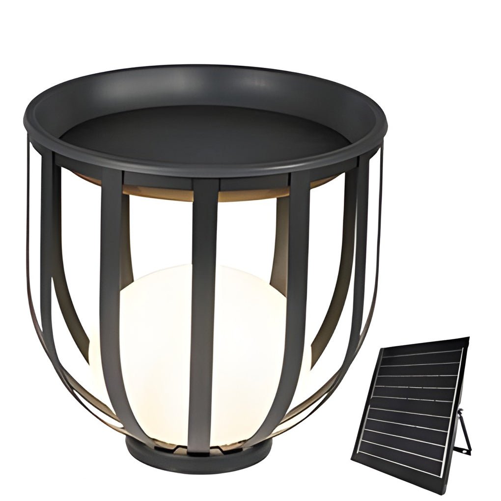 Industrial Solar LED Outdoor Lantern with Tray - Eco-Friendly Lighting Solutions
