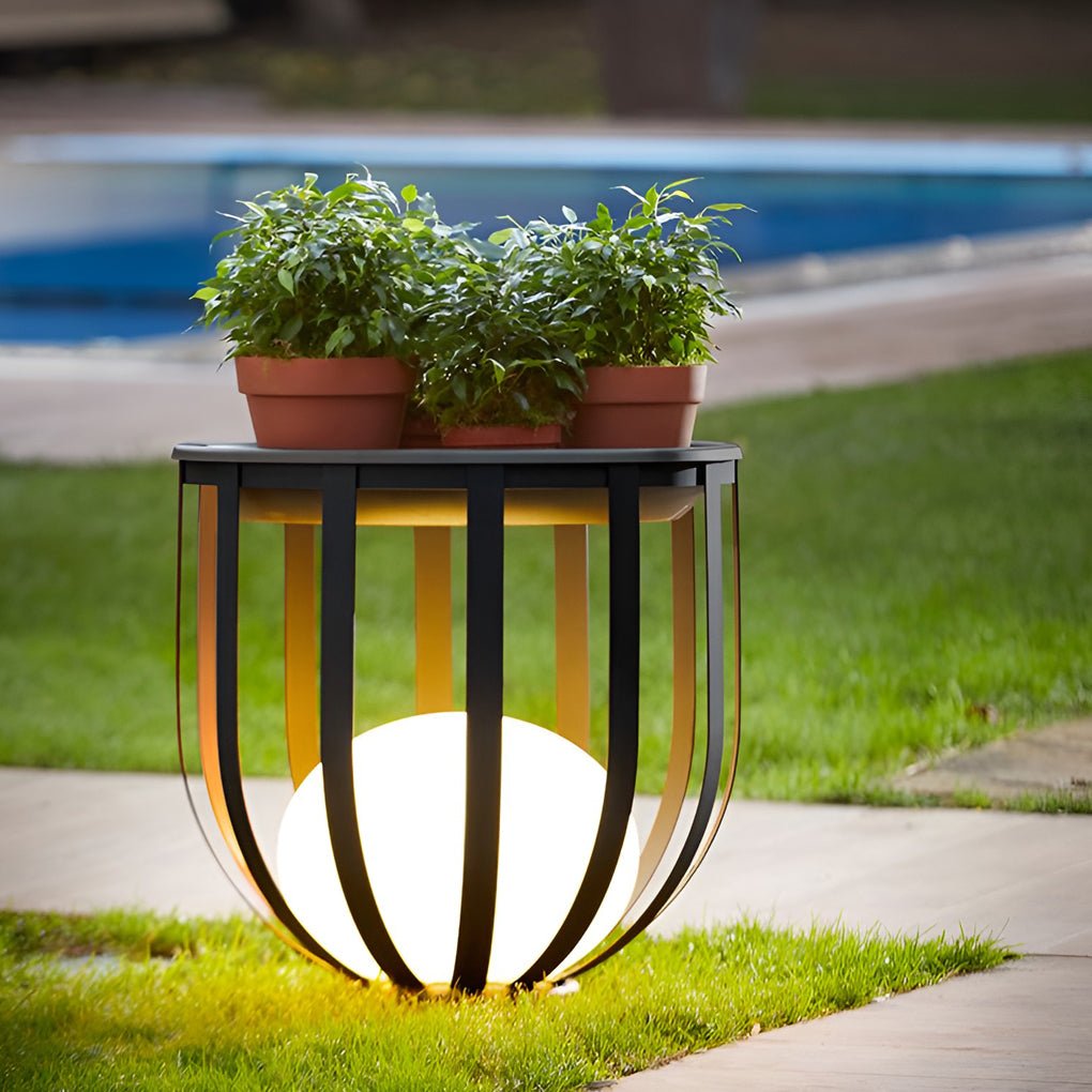 Industrial Solar LED Outdoor Lantern with Tray - Eco-Friendly Lighting Solutions