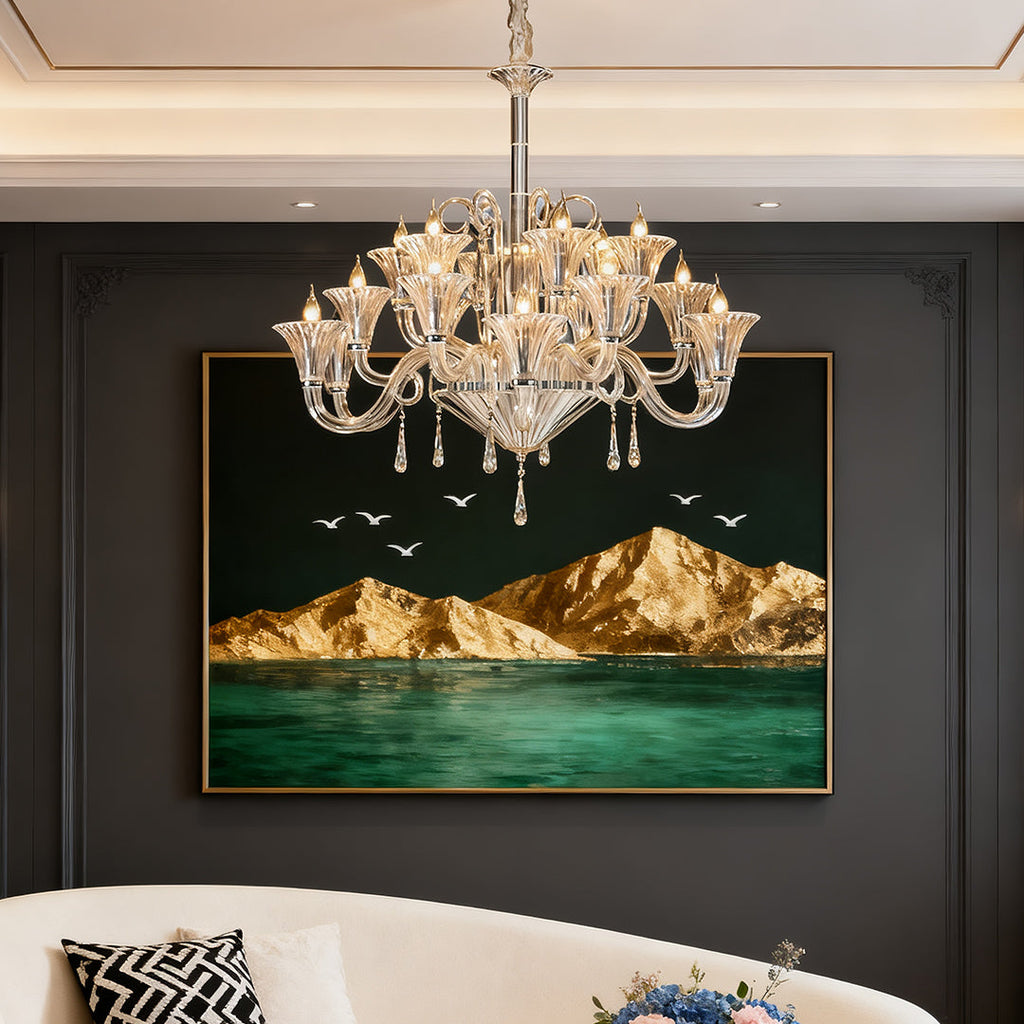 French Elegant Art Glass Chandelier | Luxury Ceiling Light Fixtures