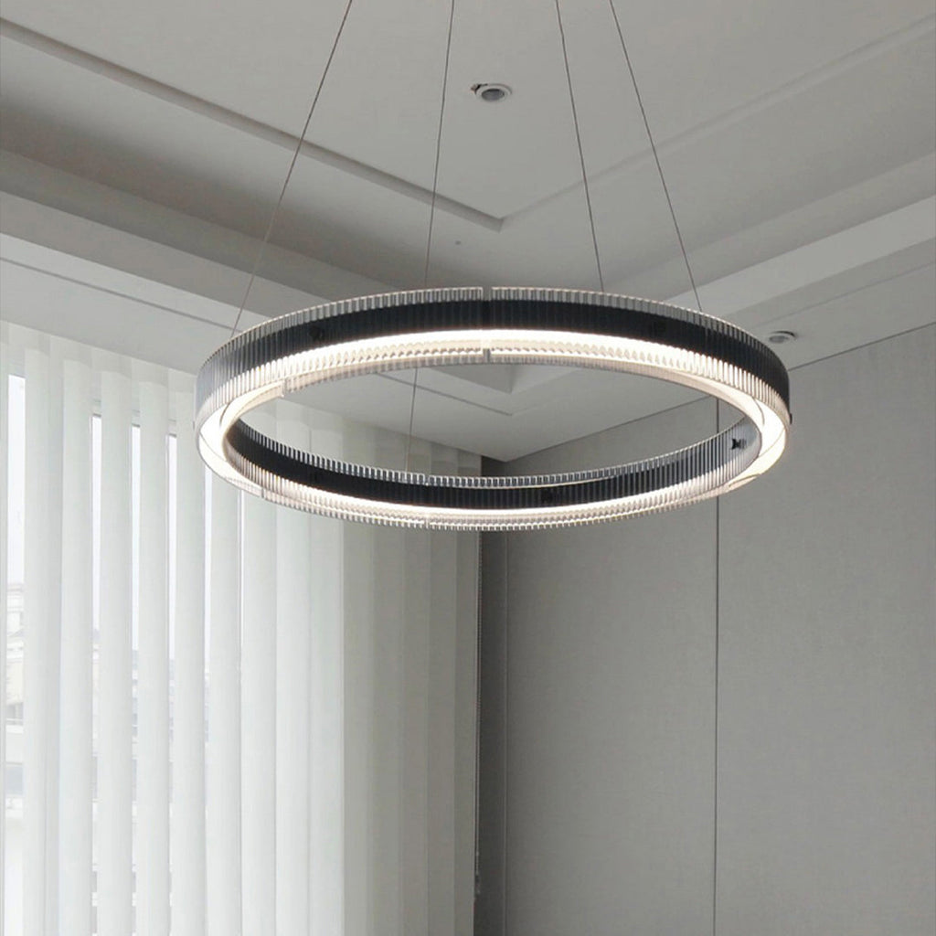 Black Round Glass Chandelier - Italian Minimalist Lighting