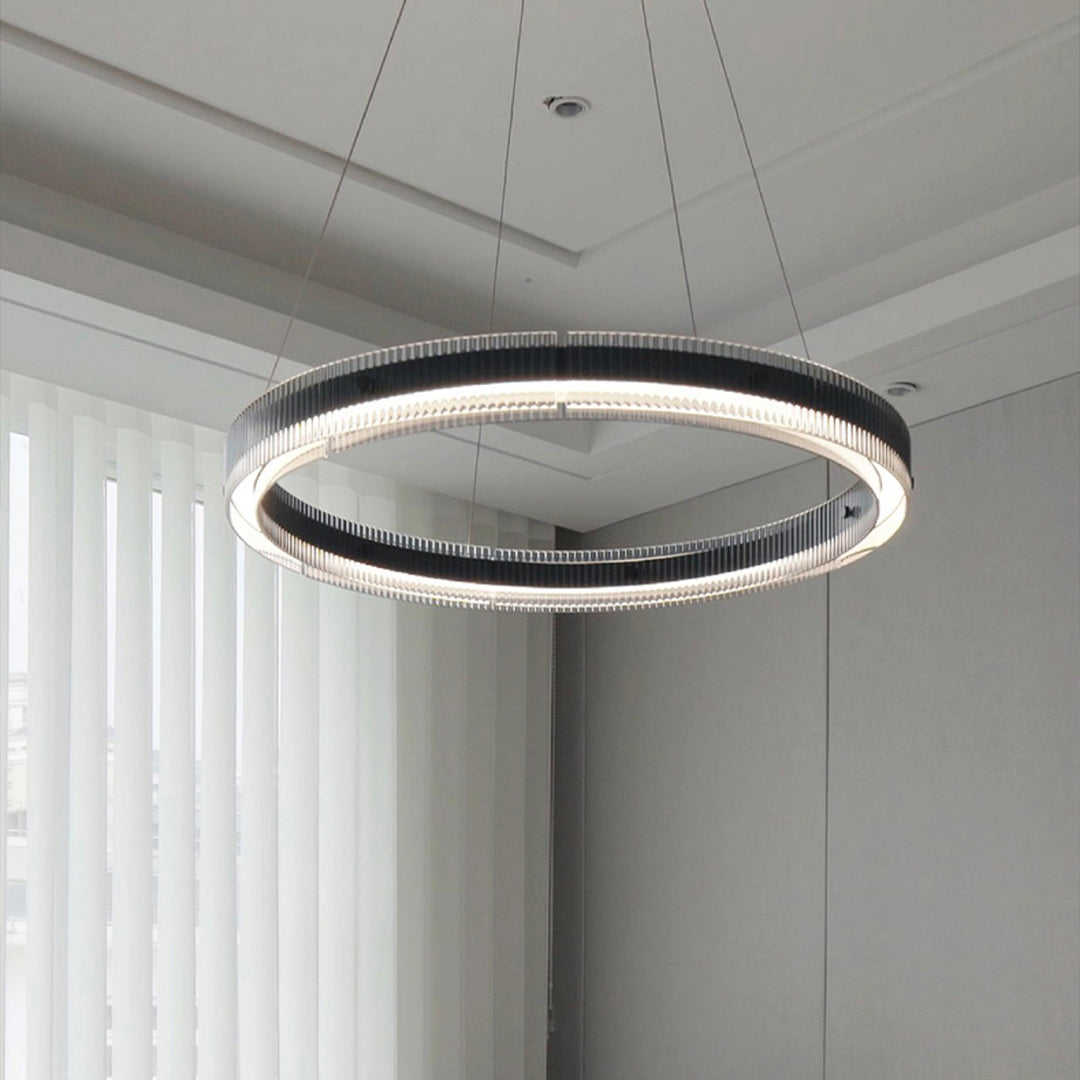 Black Round Glass Chandelier - Italian Minimalist Lighting