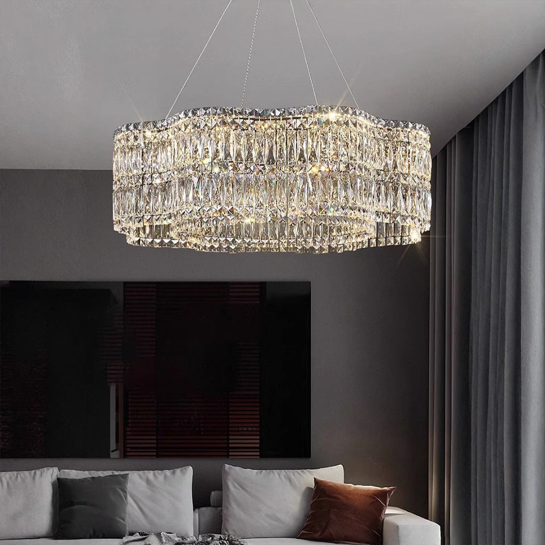 LED Crystal Chandelier Modern Elegant Lighting Minimalist Design