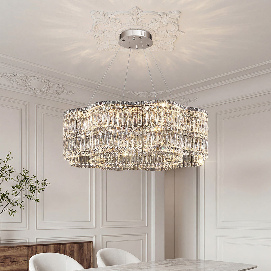 LED Crystal Chandelier Modern Elegant Lighting Minimalist Design