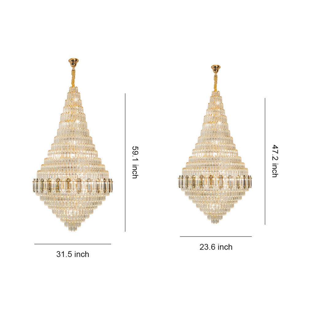 Large Gold Crystal Chandelier Luxury Art Glass Ceiling Light Adjustable
