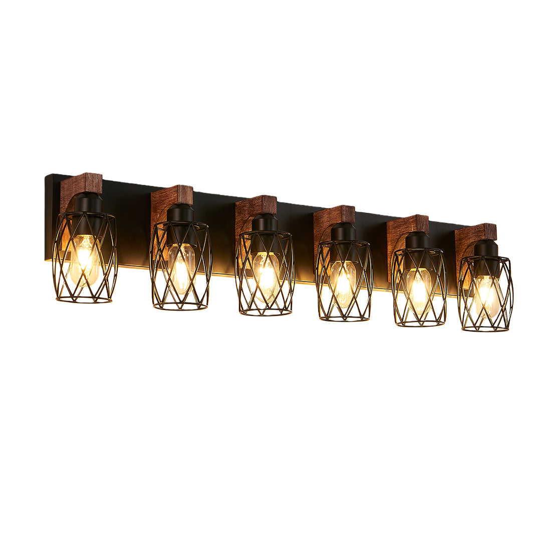 Black Vanity Bathroom Lights Metal Cage Mirror Lamp Industrial Style LED Sconce Lighting for Makeup Dressing Room Wall Fixtures Contemporary Decor Modern Design Galvanized Finish Decorative Lighting for Home Improvement