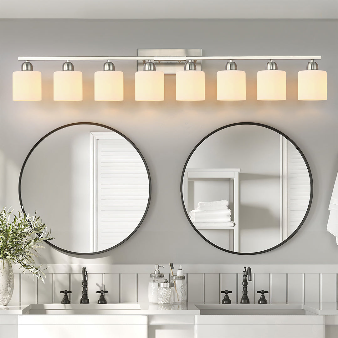 Modern Bathroom Vanity Lights Minimalist Glass Mirror Light Wall Sconce Fixture Stylish LED Lighting for Home Bath Decor Adjustable Brightness Energy Efficient Design Classic Elegance Easy Installation Contemporary Illuminated Mirror Lighting Best for Sma